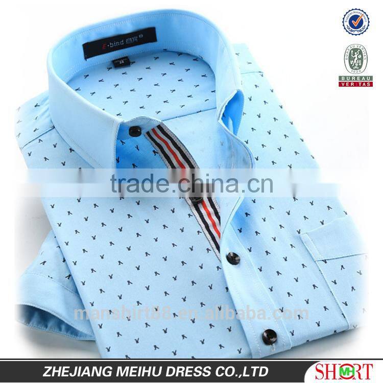 latest fashion print dobby short sleeve man casual shirt