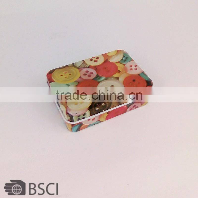 D&D button printed sewing tin box Compartment Adjustable Jewelry Storage Box Beading Box