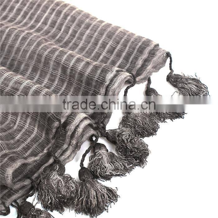 Cotton Polyester Blend Scarves & Wraps Rectangle Brown Tassel Scarf Factory