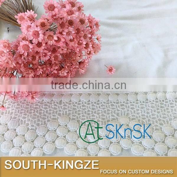 Water Soluble Cotton Lace Trim Pom pom Lace Polka Dot Lace for DIY Garment Accessories
