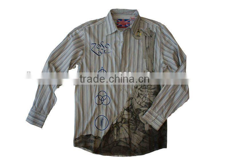man flocking print shirt