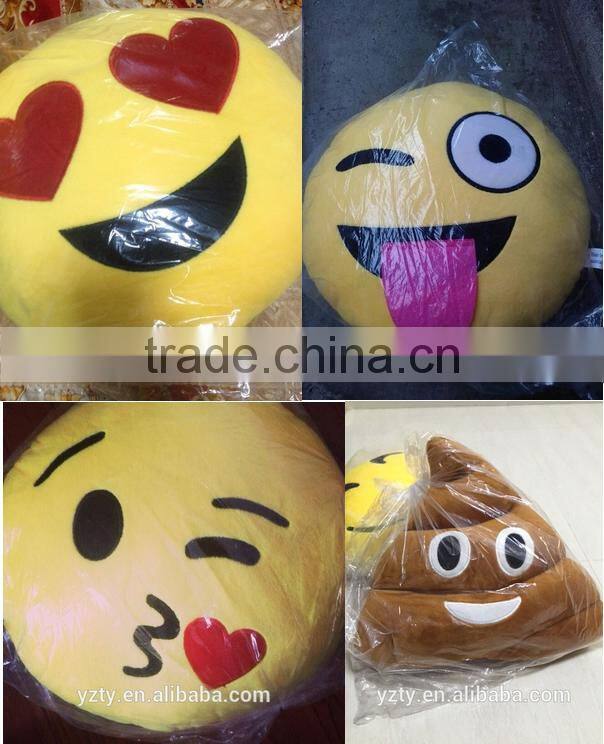 Top quality cute design certification stuffed toys custom plush cushion emoji pillows