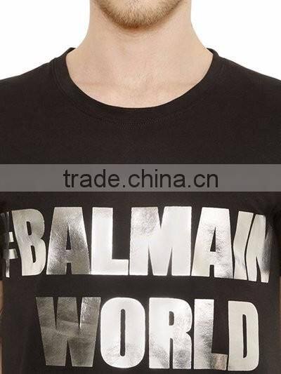 2016 men high quality round neck black short sleeve t-shirt