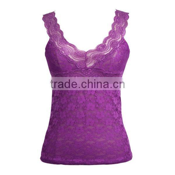 Sexy Seamless Stretch Lace Trim Cami Strap 6 Colors Ladies' Tank Top-1