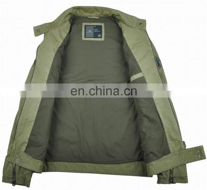 mens spring slim fit handsome military style denim embroidery bomber jacket