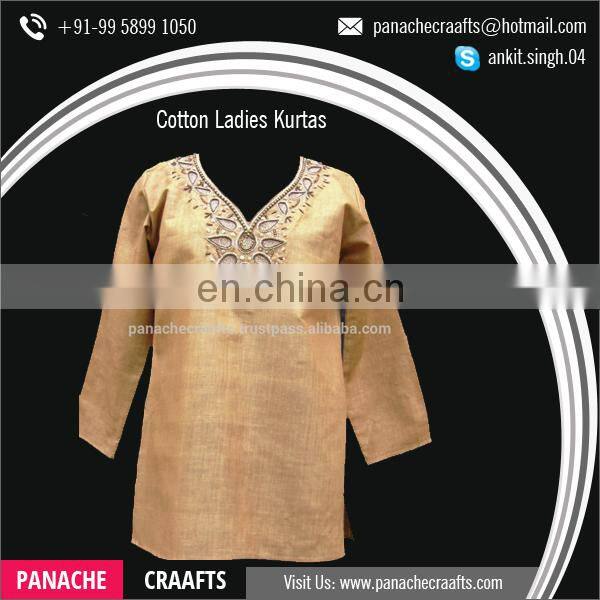 Hot Selling Embroidered Designer Cotton Ladies Kurtis