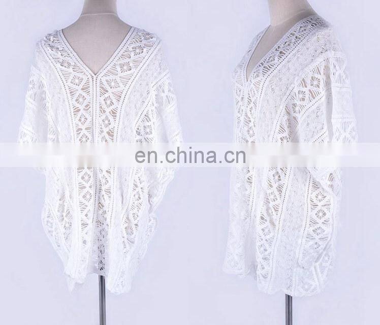 White Knitted Beach Cover up dress Tunic Long Pareos Bikinis Beach Dress Cover UP Swim Cover up Beachwear