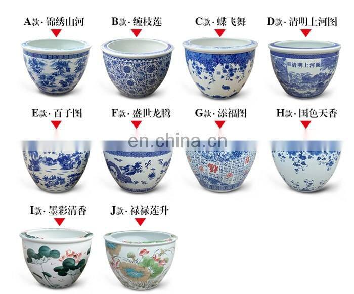 Large chinese blue and white ceramic flower pot for garden decoration