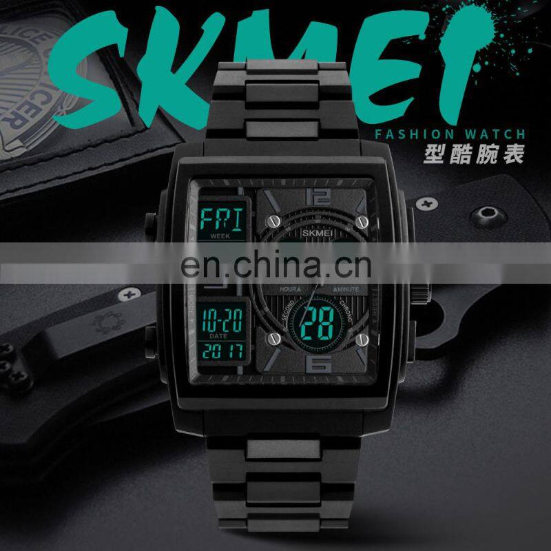 New Big Dial SKMEI 1274 Fashion Analog Digital Wristwatch for Men Sport Square Watch