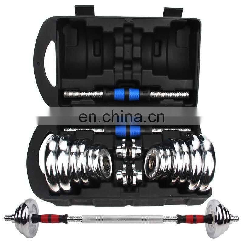 heap 20Kg Cast Iron Chrome plating Adjustable Gym Equipment Barbell Dumbbell Set With Connecting Rod