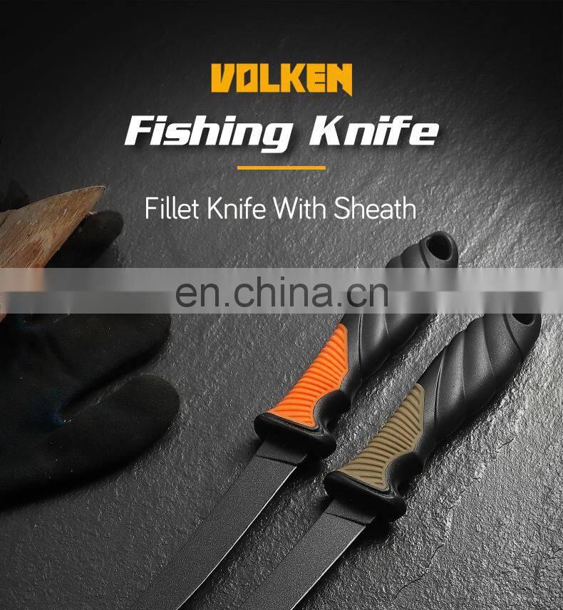 New TPR&ABS Fishing Knife Outdoor Camping Light Fish Fillet Knife with Black Coat and Scabbard Safety Fish Knife