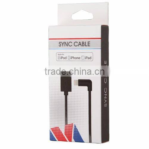 MFI certified multi color dual 90 degree angled usb cable for iphone 6 plus/mini ipad 2 support ios 8