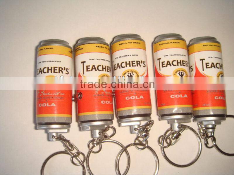 promotional gifts led projector can keychain,led can shape keychain,led bottle shape keychain for 2016 gifts ,3d custom keychain