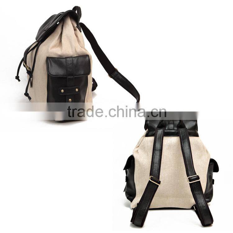 Beautiful Vintage Canvas Leather Teenager Girls Bag Backpack