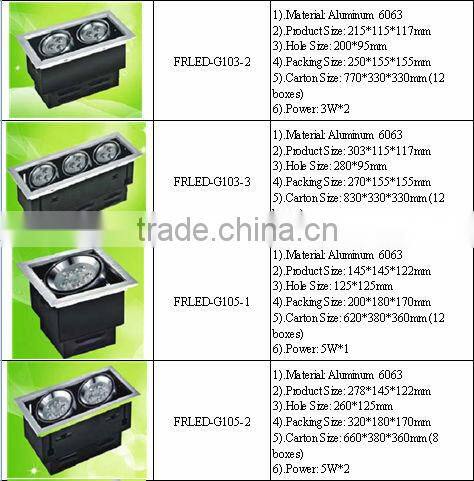 Factory provide 6w adjustable LED grille lamp with white shade decorate