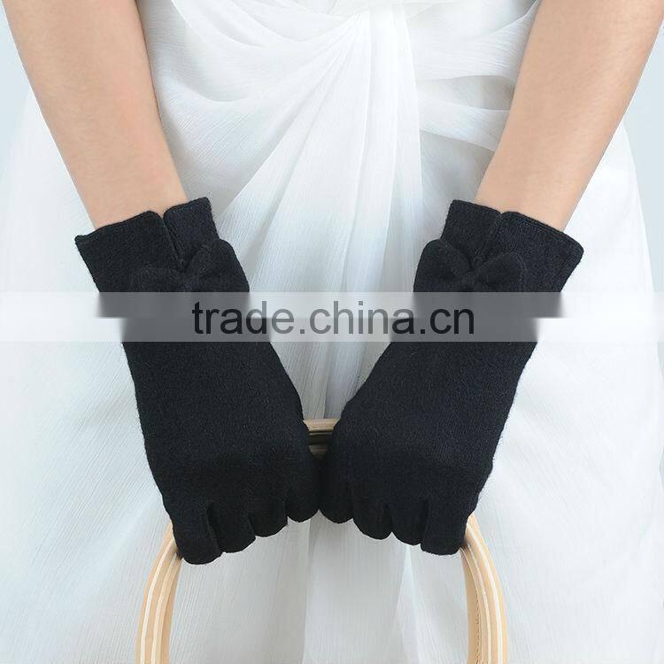 Spring New collected Girls Woolen Gloves with Bowtie