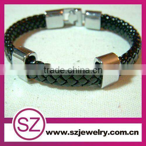 MLB0003 blue leather stainless steel buckle/power bracelet