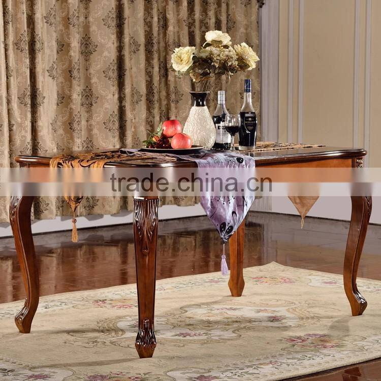 Luxury European solid wood banquet table hotel table and chairs with gold painted