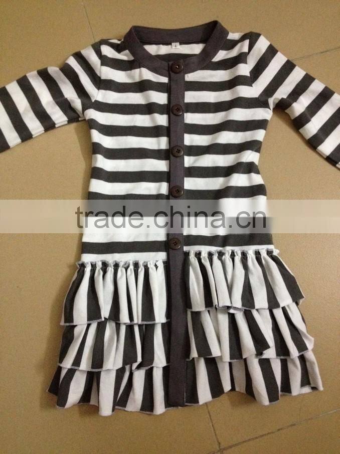 Classic Design Cute Baby Girl Cotton Cardigan 100% Cotton kids Long Sleeve Cardigan with Triple Ruffle