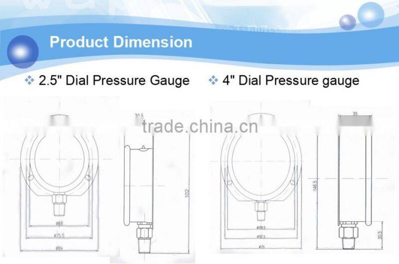 All Stainless Steel Water Pressure Gauge With Glycerin Filled