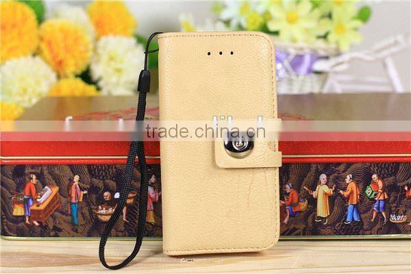 Elegant magnetic flip leather case for iphone 5 with Metal Button F-IPH5LC033