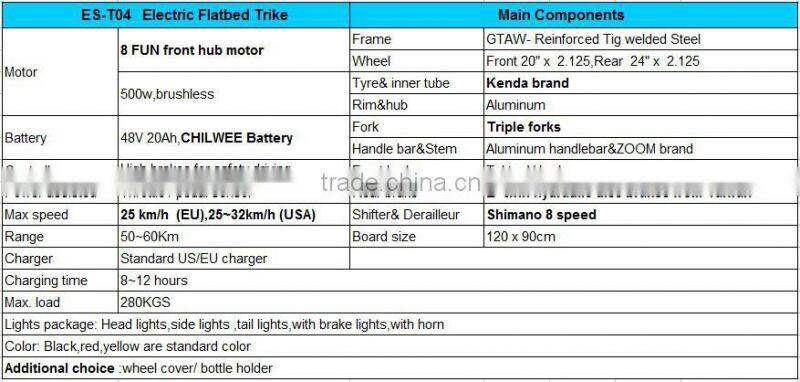 Electric Flatbed Trike for Cargo