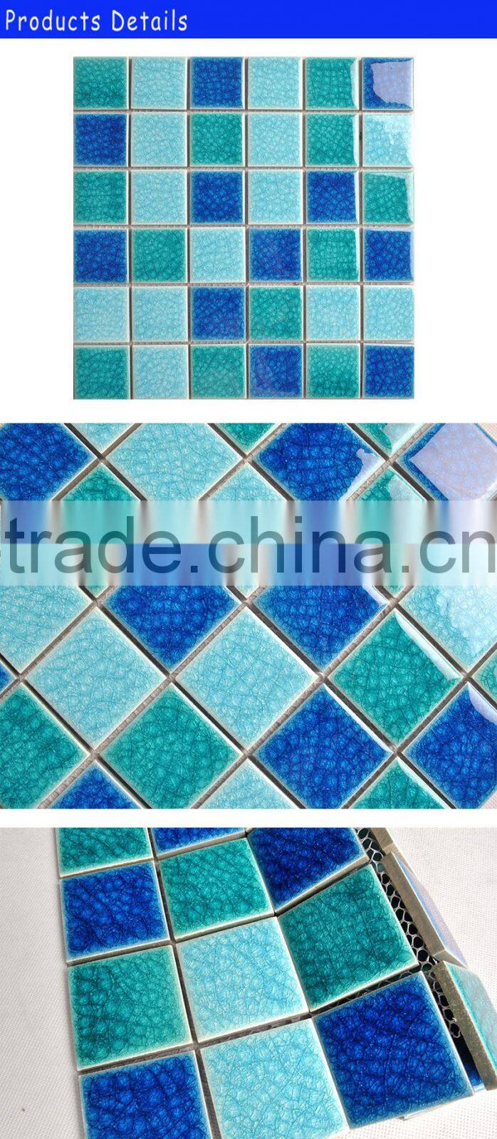 China Foshan tileseasy blue glazed ceramic swimming pool mosaic tiles