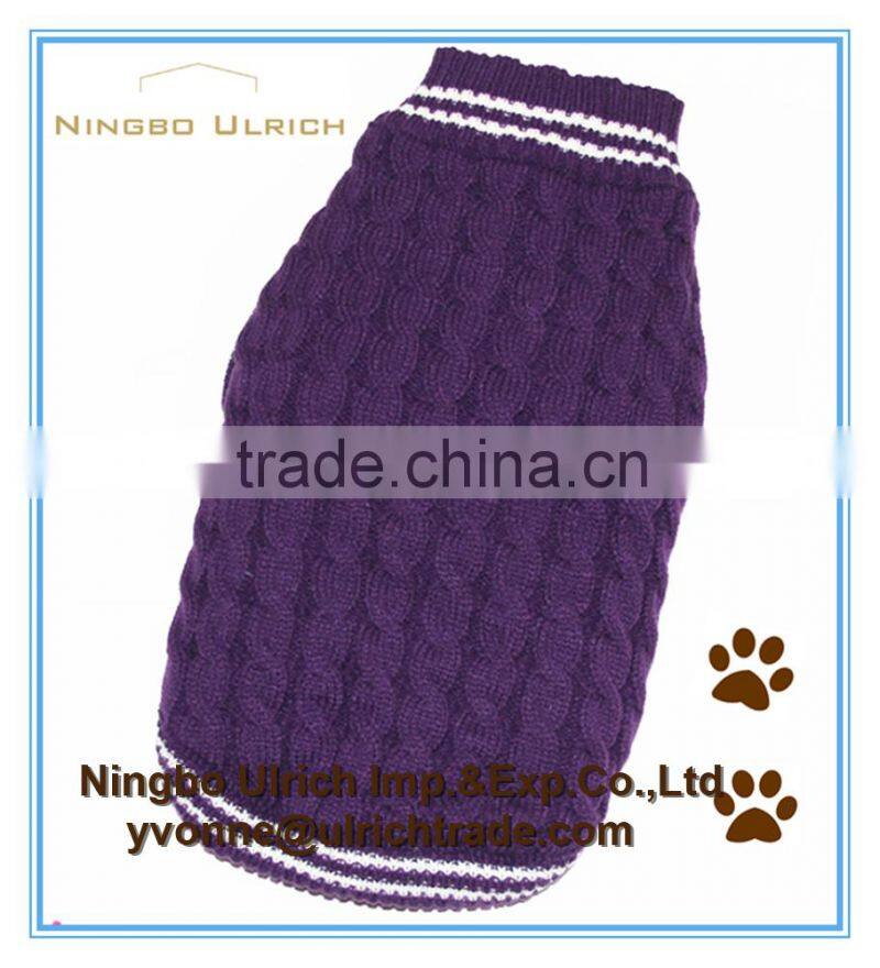 M54 hot sale machine knitted purple cable pet sweater