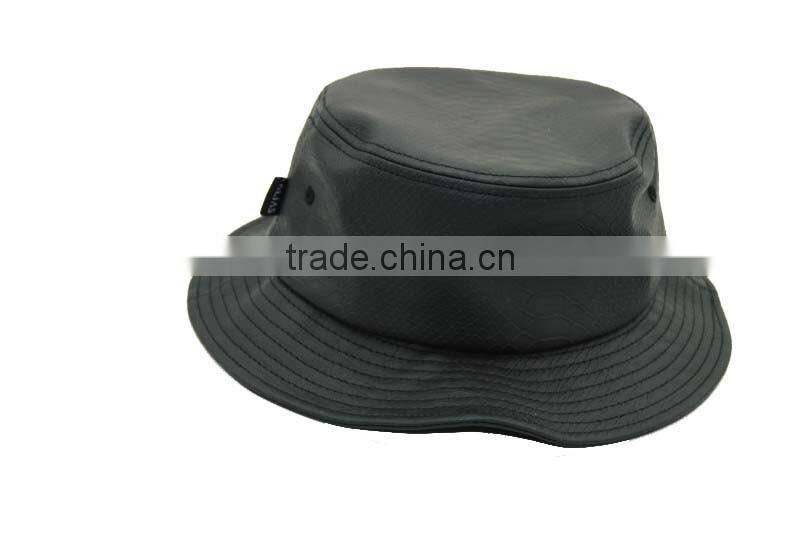 custom black snake leather bucket hat wholesale