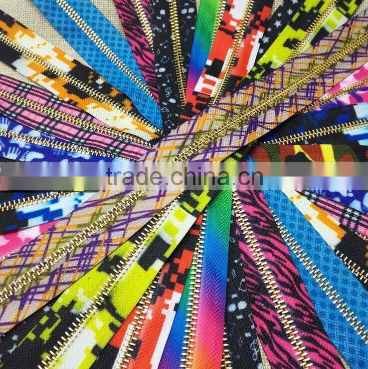 5# custom size printing design auto lock close end zipper for man's coat