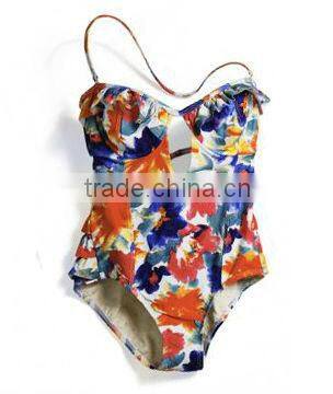 one piece women screen printing swimwear