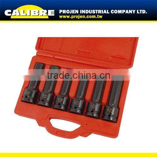 CALIBRE auto tool 7PC 1/2"drive 22, 27, 29mm oxygen sensor socket set