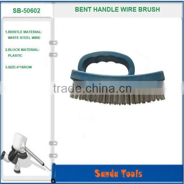 plastic bent handle white steel wire brush with any color in handle