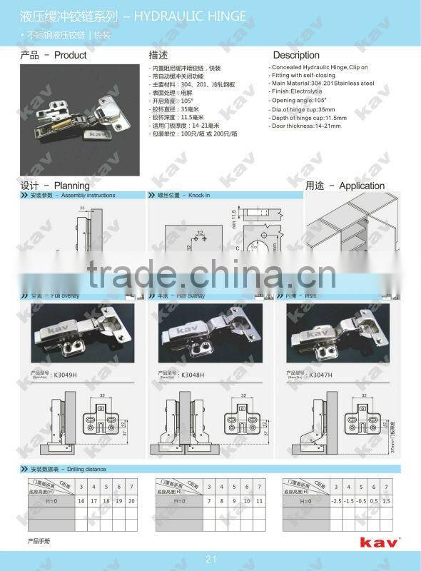 furniture hardware hydraulic door hinge stainless steel