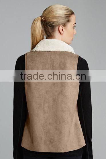 Hot sale sleeveless halter stunning sexy wool-like cheap coats for winter
