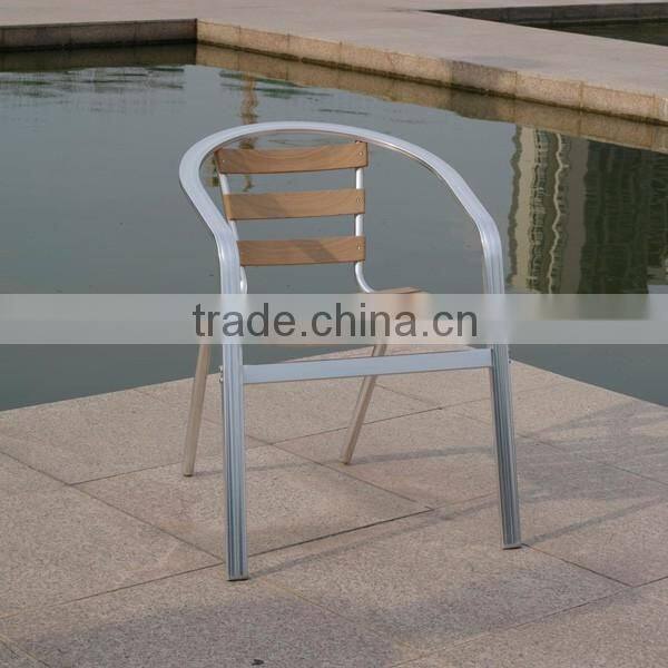 aluminum furniture modern design relaxing wooden stacking garden chair YC050