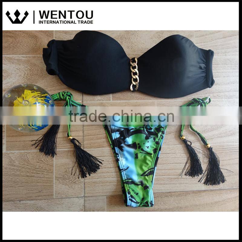 Wholesale Women Sexy Print Tassel Bikini Swimsuit