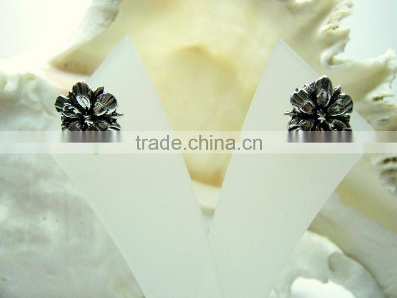 Oxidized Leaf Filigree Designer Sterling Silver Earring Jewelry, Oxidized 925 Sterling Silver Jewelry