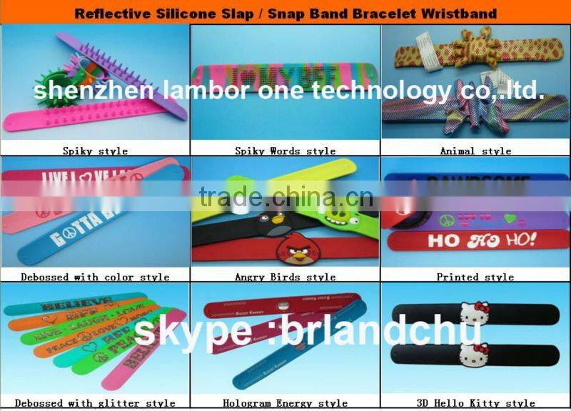 Brush Hair Letters/Words Spiky Reflective Customized Kid Silicone Slap Band