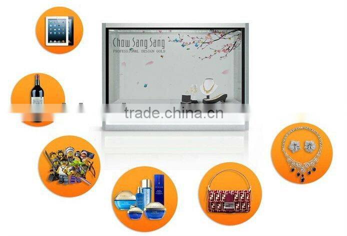 Richtech new modern clear mirror display box transparent LCD display with best price