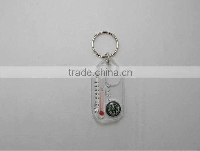 High quality Plastic keychain compass with thermometer