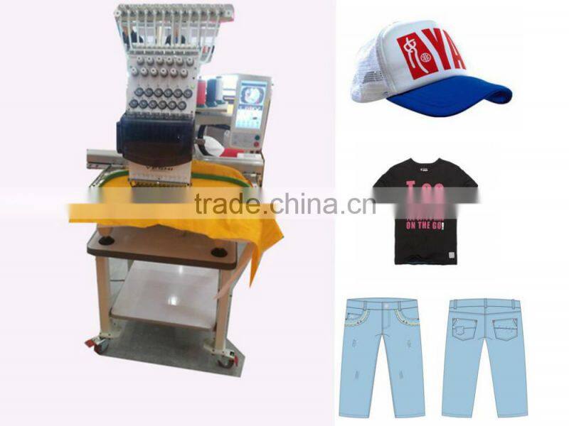 Single head cap Tshit flat embroidery machine