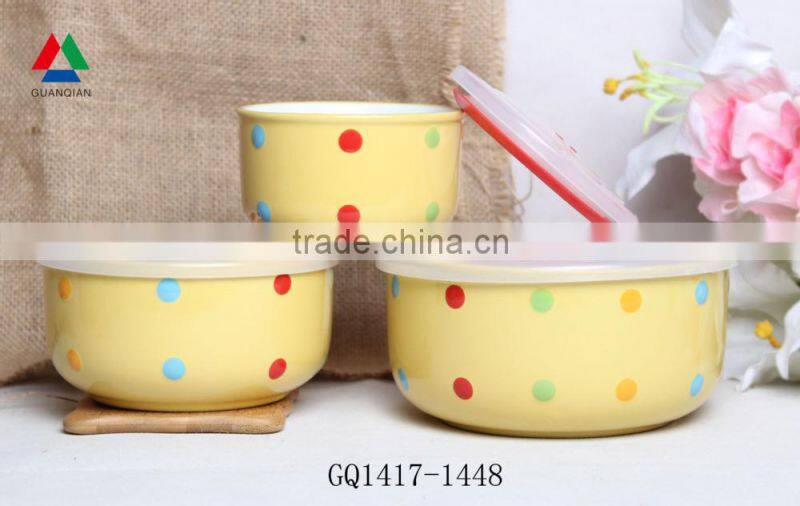 Blue color ceramic bowl set ceramic fresh bowl with lid for bulk sale