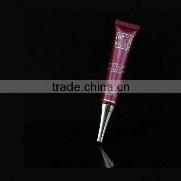 golden tip cap matte slim and small chinese PE cosmetic tube with red printing