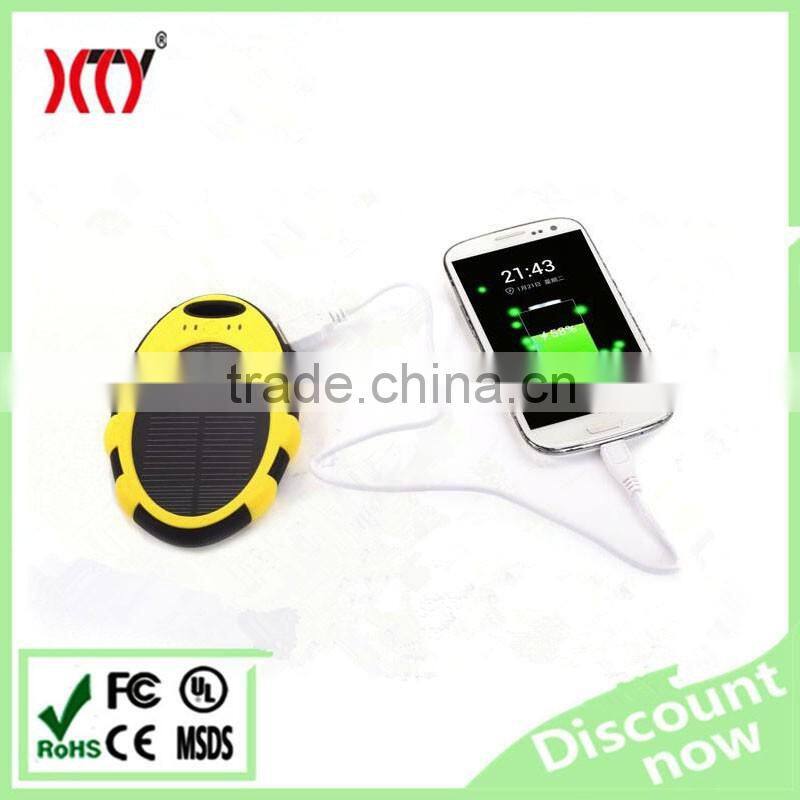 5000mAh waterproof travel solar power bank dual USB output CE RoHs certifications