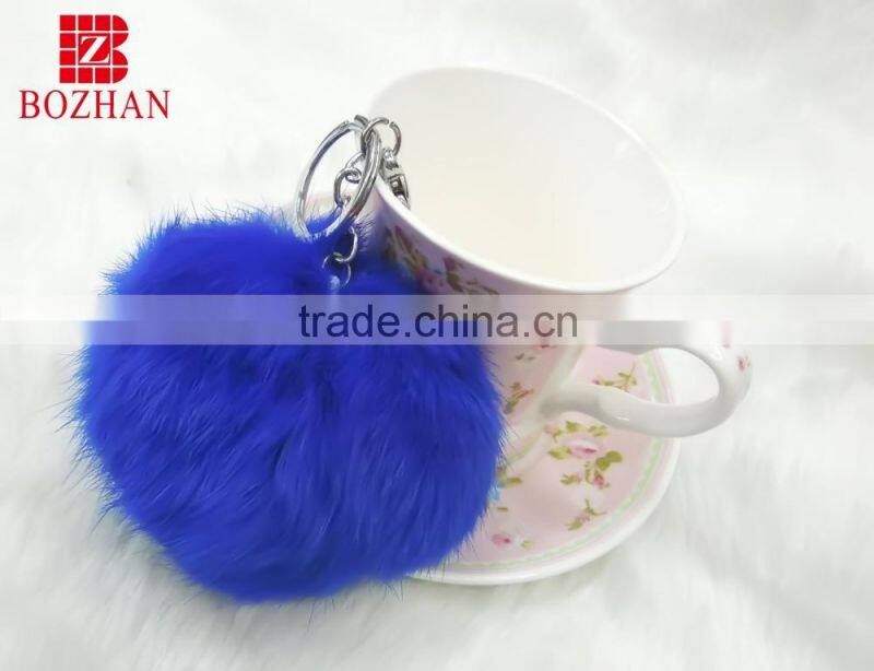 Genuine rabbit plush promotional gift keychain/ handbag accessories pom pom keyring
