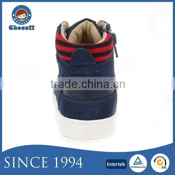 Wholesale Boys Dark Blue Leather Ankle High Kids Casual Shoes