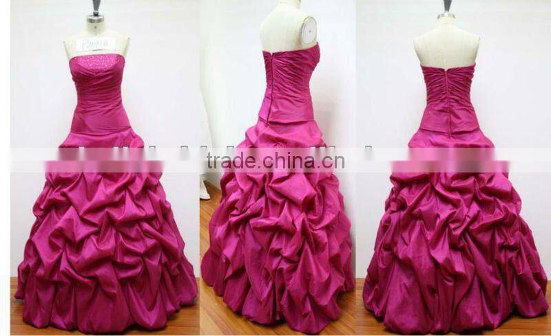 red ball and long sleeve wedding gown