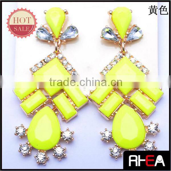 Fashion Colorful Resin Shourouk Alloy Drop Earring
