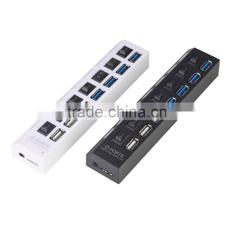New 4 Ports USB 3.0 Hub+ 3 Ports USB 2.0 HUB with On/Off Switch+ for PC laptop